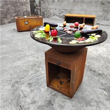 Corten Çelik Barbekü Izgara Şömine