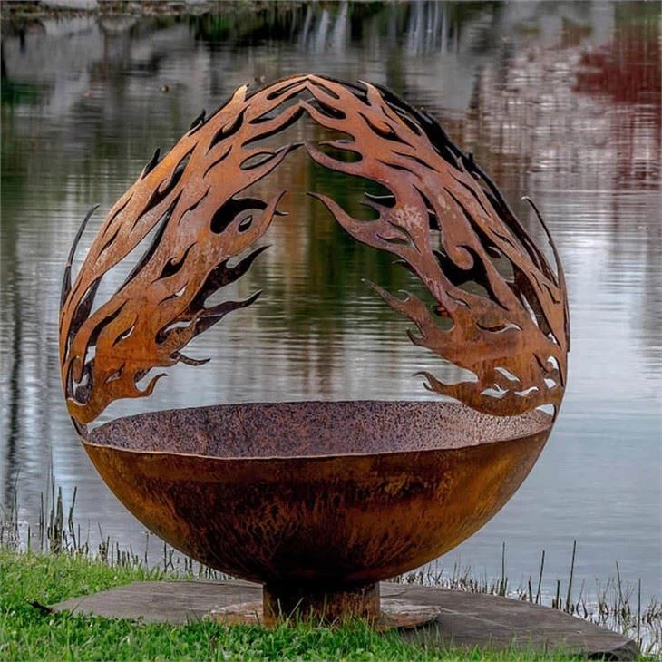 Steel Fire Pits Decorative Steel Half Sphere Corten Steel Fire Pit