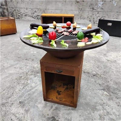Corten Barbekü Açık Mutfak Şömine