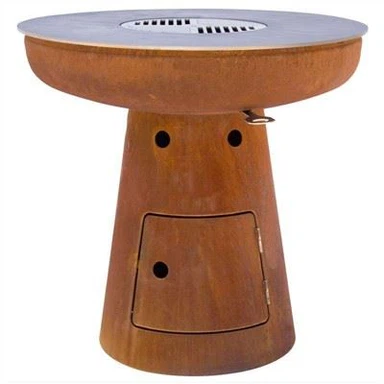Açık Havada Pişirme Corten Çelik Şömine Barbekü Izgara