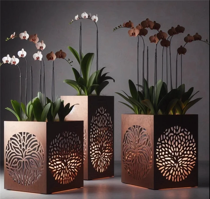 LED lamba ile Corten Ekici