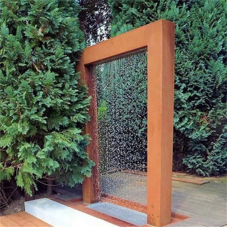 Custom Rectangle Corten Waterfall Sculpture