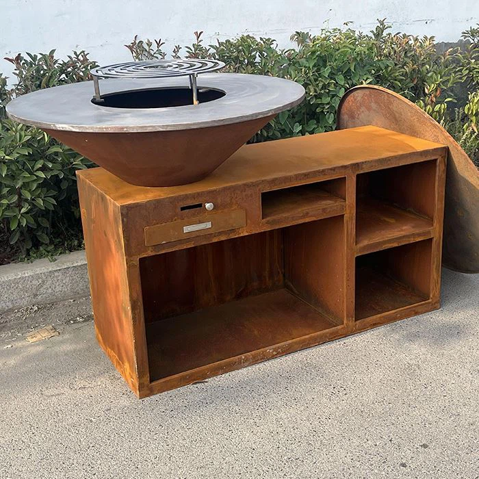 Bahçe Corten Çelik Barbekü Izgarası